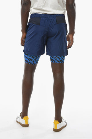 Shorts Track a Doppio Strato con Toppa Logo