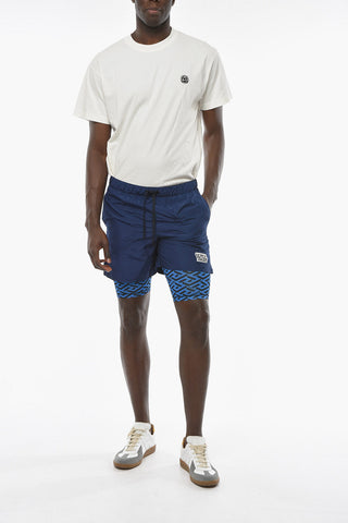 Shorts Track a Doppio Strato con Toppa Logo