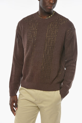 Crochet Quilted JANE Pullover with Ribbed Crew-neck