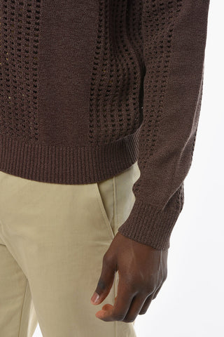 Crochet Quilted JANE Pullover with Ribbed Crew-neck