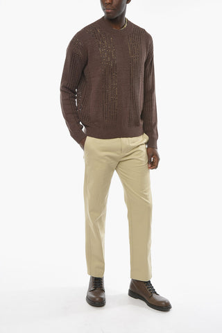 Crochet Quilted JANE Pullover with Ribbed Crew-neck