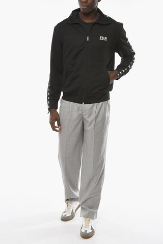 STAR Zip-up Sweatshirt with Contrasting Star Print and Logo