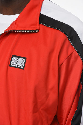 Shiny Fabric Sweatshirt with Standing Collar and BARCODE Patch