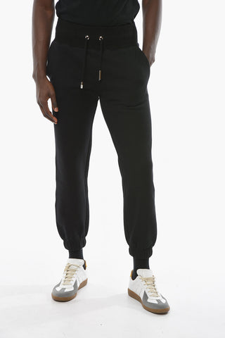Fleece Cotton Joggers with Jet Pockets and Logoed Drawstring