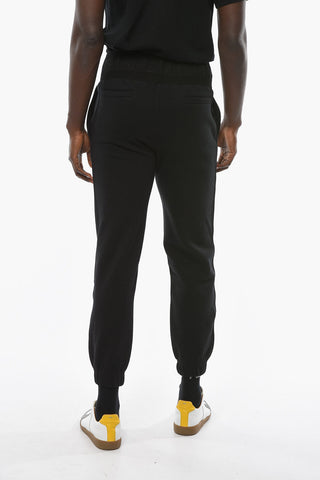 Fleece Cotton Joggers with Jet Pockets and Logoed Drawstring