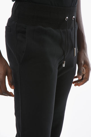 Fleece Cotton Joggers with Jet Pockets and Logoed Drawstring