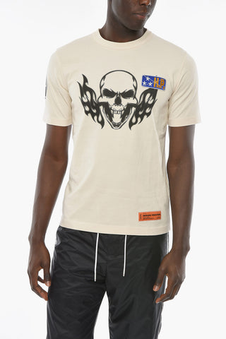 CTNMB FLAMING SKULL T-shirt with Contrasting Print and Logo Patch