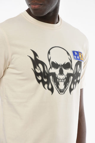 CTNMB FLAMING SKULL T-shirt with Contrasting Print and Logo Patch
