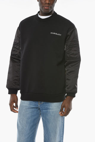 Crewneck Sweatshirt with Satin Inserts