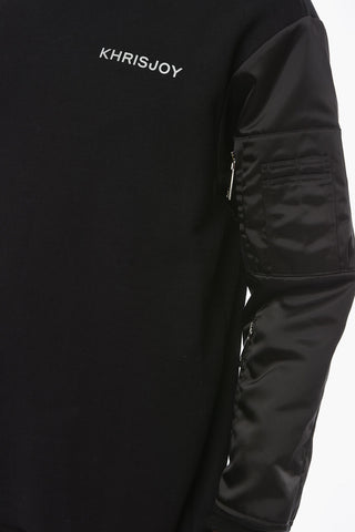 Crewneck Sweatshirt with Satin Inserts