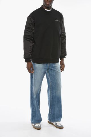 Crewneck Sweatshirt with Satin Inserts