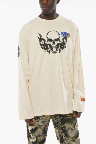 CTNMB Long-sleeve FLAMING SKULL T-shirt with Contrasting Print