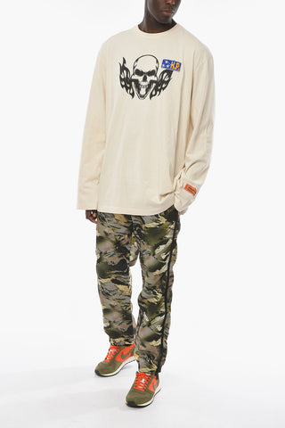 CTNMB Long-sleeve FLAMING SKULL T-shirt with Contrasting Print