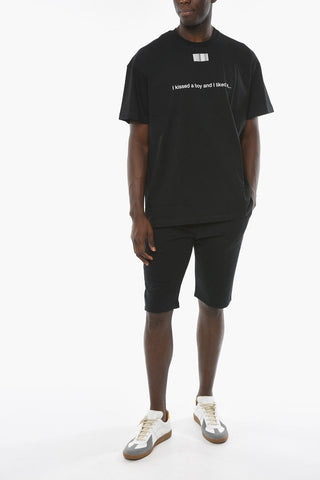 Jersey Cotton KISSED A BOY T-shirt with Contrasting Lettering
