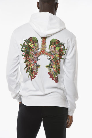 HOMME PLUS Polyester Hoodie Sweatshirt with Back Floral Print