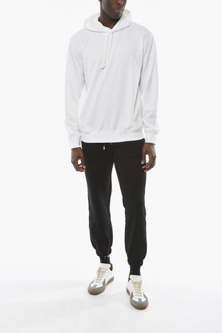 HOMME PLUS Polyester Hoodie Sweatshirt with Back Floral Print