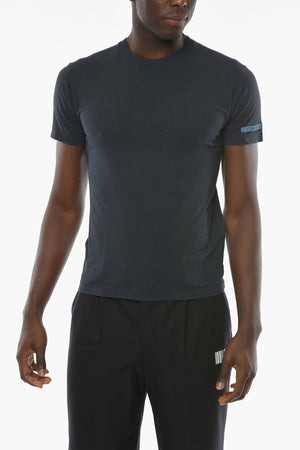 Crew-neck T-shirt with Rubber Logoed Application