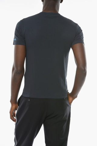 Crew-neck T-shirt with Rubber Logoed Application