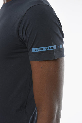 Crew-neck T-shirt with Rubber Logoed Application