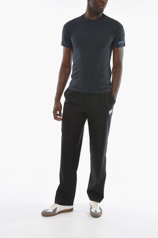 Crew-neck T-shirt with Rubber Logoed Application