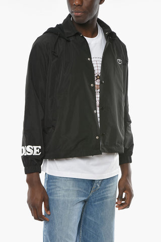 Cotton and Nylon NOISE Windbreaker with Removable Hood