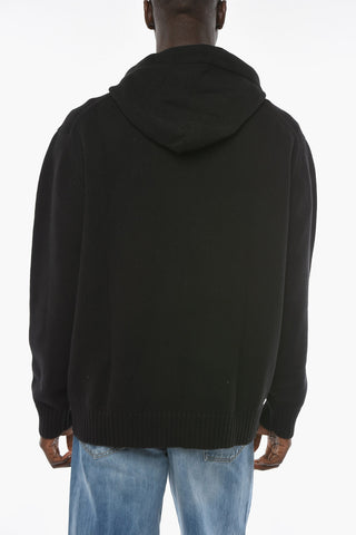 Cotton Hooded Sweater with Creped Logo
