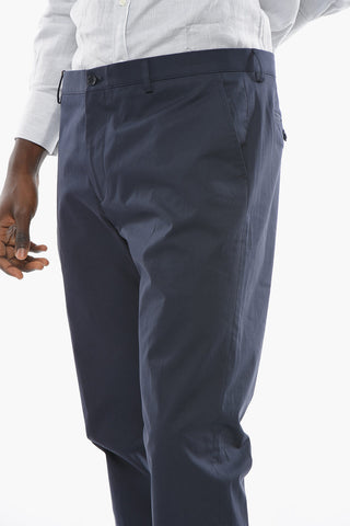 Cotton Straight-leg Trousers with Jet Pockets