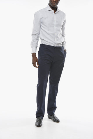 Cotton Straight-leg Trousers with Jet Pockets