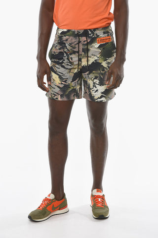 CTNMB Camouflage-patterned Swimming Boxer with Drawstring and Logo Patch
