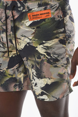 CTNMB Camouflage-patterned Swimming Boxer with Drawstring and Logo Patch