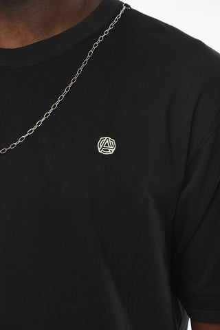 T-shirt Girocollo con Catena Removibile e Cucitura Logo