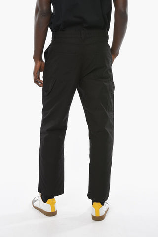 Gabardine Cotton Trousers with Tapered-fit and Ton-sur-ton Embroidery