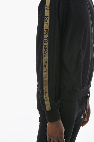 Felpa Zip Up in Tessuto Tecnico con Lettering