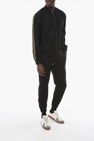 Felpa Zip Up in Tessuto Tecnico con Lettering
