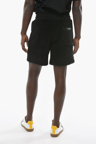 Shorts Felpati con Coulisse e Finiture in Pelle di Pecora