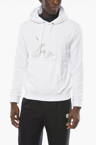 Hoodie Sweatshirt with Embossed Cupid Print and Kangaroo Pocket