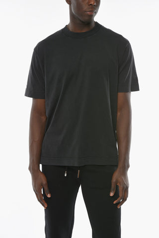 Oversized T-shirt with Raw Cut Edges and Back Bandana Pattern