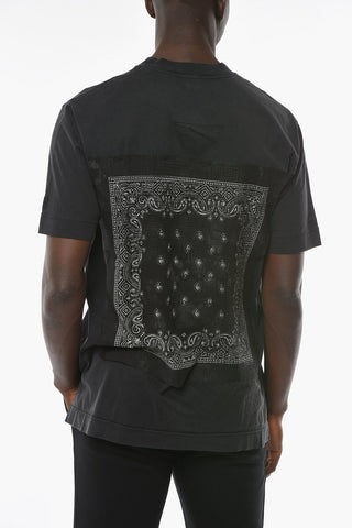 Oversized T-shirt with Raw Cut Edges and Back Bandana Pattern
