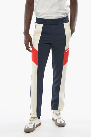 Color-block Joggers with Elasticated Waistband and Logo Lettering