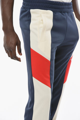 Color-block Joggers with Elasticated Waistband and Logo Lettering