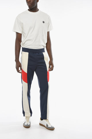 Color-block Joggers with Elasticated Waistband and Logo Lettering
