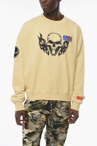 CTNMB Crew-neck FLAMING SKULL Sweatshirt with Contrasting Print