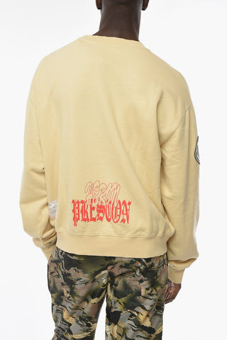 CTNMB Crew-neck FLAMING SKULL Sweatshirt with Contrasting Print