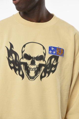 CTNMB Crew-neck FLAMING SKULL Sweatshirt with Contrasting Print