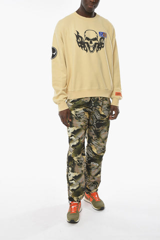 CTNMB Crew-neck FLAMING SKULL Sweatshirt with Contrasting Print