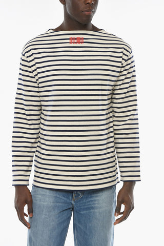 Maglia Oversize con Fantasia a Righe e Stampa BARCODE a Contrasto