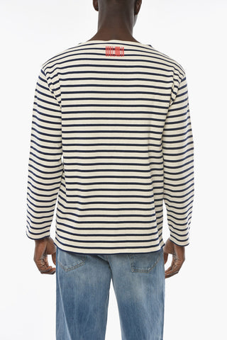 Oversize Sweather with Striped Pattern and Contrasting BARCODE Print