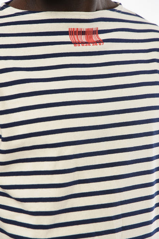 Oversize Sweather with Striped Pattern and Contrasting BARCODE Print