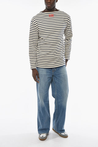 Oversize Sweather with Striped Pattern and Contrasting BARCODE Print