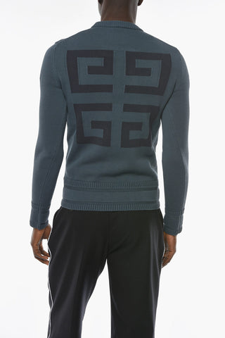 4G Maglione a Coste con Girocollo e Logo Lettering